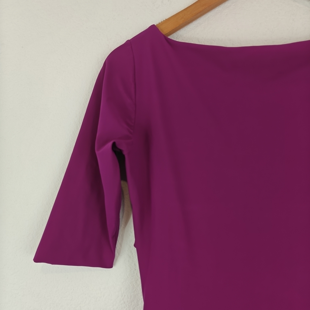 Chiara Boni La Petite Robe Magenta Ruched Sheath Dress 6 Luxury Stretch Cocktail - Picture 15 of 16